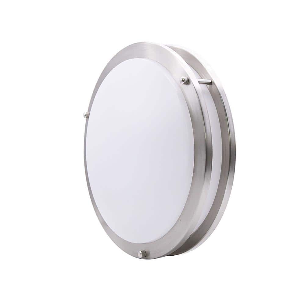 Sleek Modern 14" LED Flush Mount Ceiling Light in Brushed Nickel