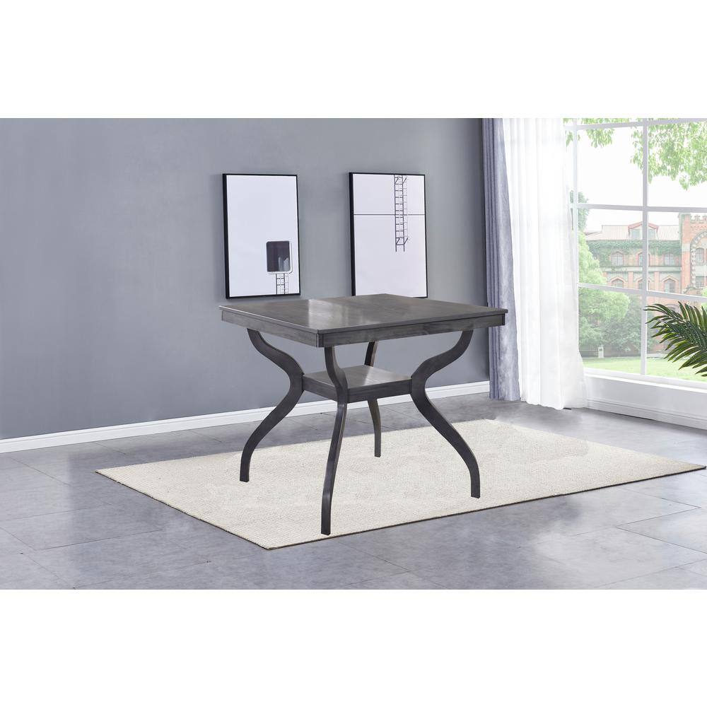 Gray Wood Counter Height Dining Table with Curved Legs