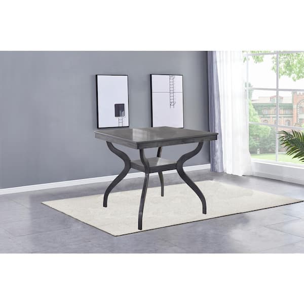 Best Quality Furniture Lee Counter Height Light Gray Solid Wood Top 40" 4 Legs Base Dining Table Seating 4.