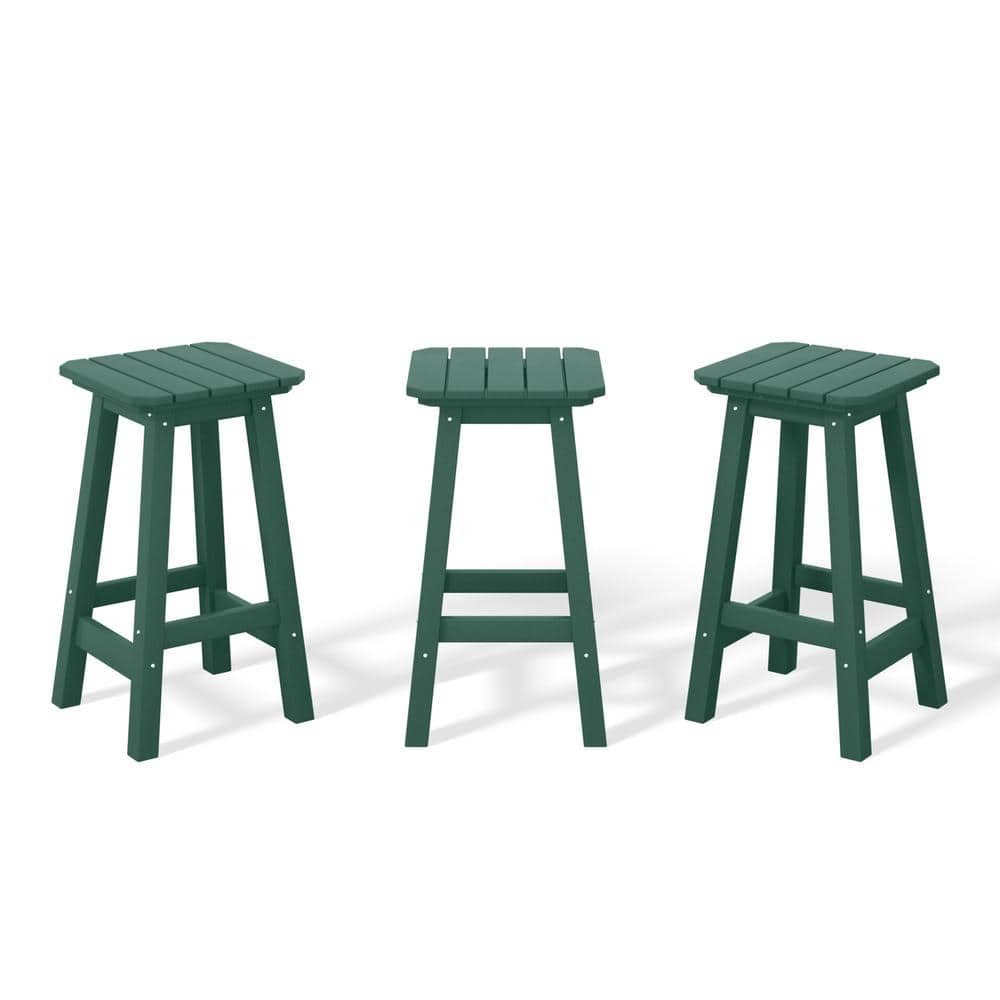 Laguna 24 in. (Set of 3) HDPE Plastic All Weather Square Seat Backless Counter Height Outdoor Bar Stoolin Dark Green price history on PriceWatchPro