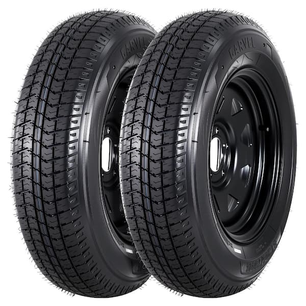 2-Pack ST205/75D15 Trailer Tires with 15" Rims, 5 Lug on 4.5" Bolt Pattern 114.3 mm PCD, 6PR Load Range C