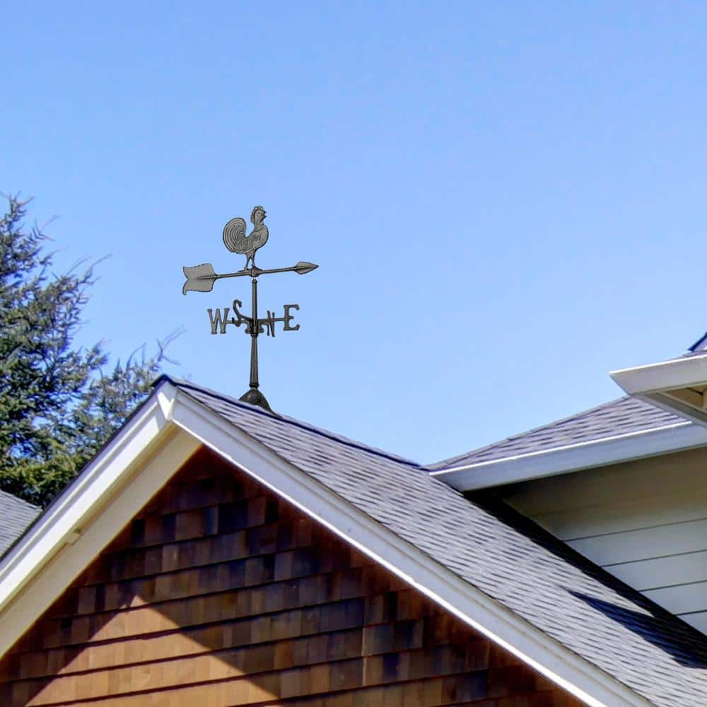 24" Black Recycled Aluminum Rooster Weathervane