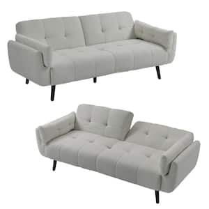 74.9 in. W Gray Polyester Upholstered Convertible Folding Futon Sleeper Couch Twin Size Sofa Bed(Set of 2)