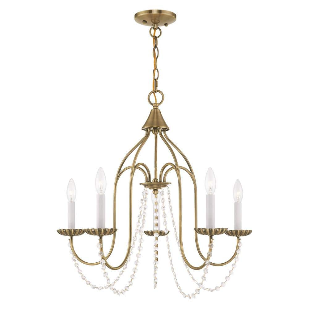 Livex Lighting Alessia 5 Light Antique Brass Chandelier 40795-01 - The ...