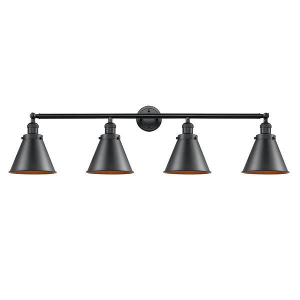Appalachian 43.75 in. 4 Light Oil Rubbed Bronze Vanity Light with Bronze Metal Shade