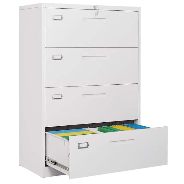 White 4 Drawer Metal Lateral File With Lock Sxb20227w4 The