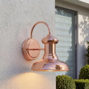 Brookside Collection 1-Light Solid Copper Farmhouse Outdoor Small Wall Lantern Light