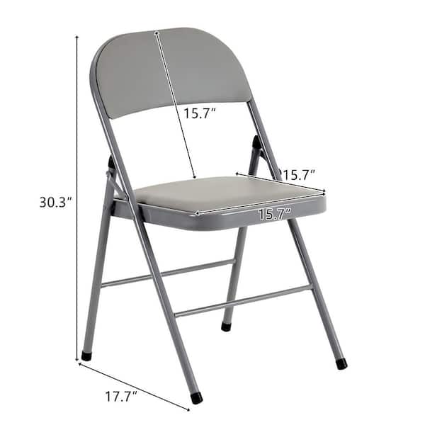 Karl home Gray Metal PU Leather Cushion Folding Chair Office Chair