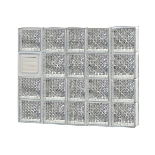 Clearly Secure 36.75 in. x 31 in. x 3.125 in. Frameless Diamond Pattern Glass Block Window with Dryer Vent