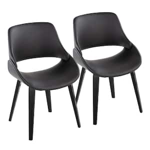 Fabrico Black Faux Leather and Black Wood Side Chair (Set of 2)