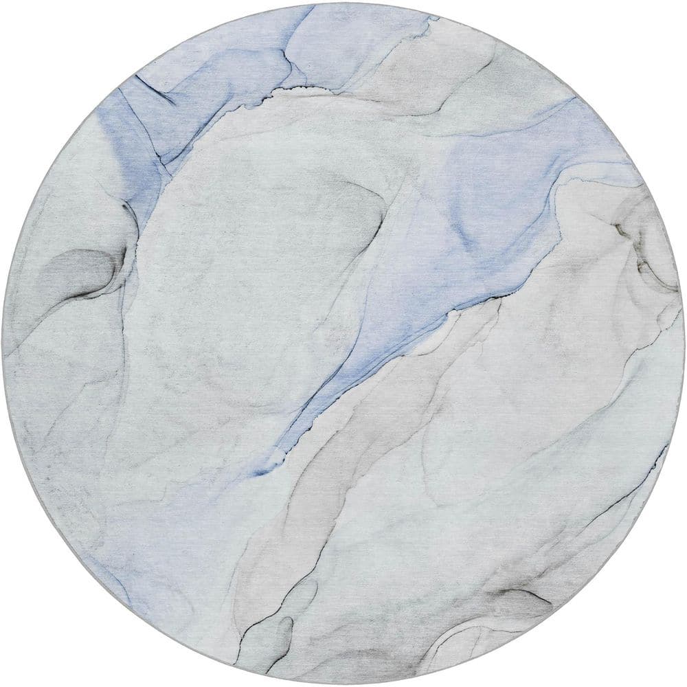 Dream Shag Premium Machine Washable Abstract ADS515 Blue 8 ft. x 8 ft. Round Rug price history on PriceWatchPro