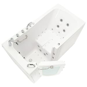 Big4One 66 in. Whirlpool and Air Bath Walk-In Bathtub in White, Foot Massage, Left Door, Fast Fill Faucet, Dual Drain