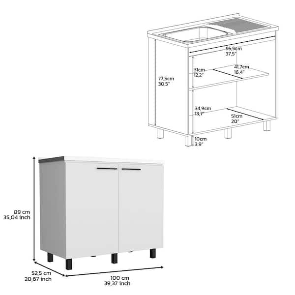 Adrinfly 39.37 in. W x 20.67 in. D x 35.04 in. H Freestanding Utility Base Cabinet with Stainless Steel Countertop and Door