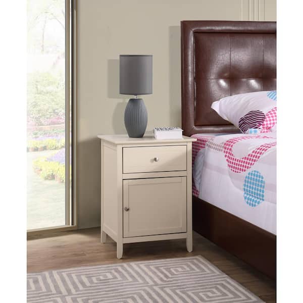 AndMakers Lzzy 1-Drawer Beige Nightstand (25 in. H x 19 in. W x 15 in. D)
