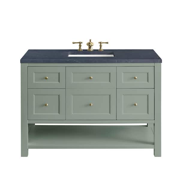 James Martin Vanities Breckenridge 48.0 in. W x 23.5 in. D x 34.2 in. H Bathroom Vanity in Smokey Celadon with Charcoal Soapstone Quartz Top