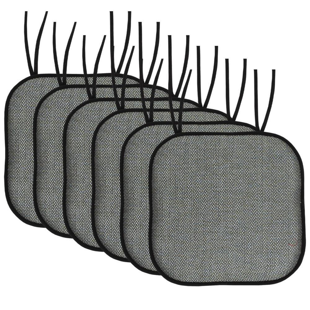 Cameron Square Memory Foam 16 in.x16 in. Non-Slip Back, Chair Cushion with Ties (6-Pack), Black/Sage/Blue price history on PriceWatchPro