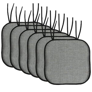 Cameron Square Memory Foam 16 in.x16 in. Non-Slip Back, Chair Cushion with Ties (6-Pack), Black/Sage/Blue