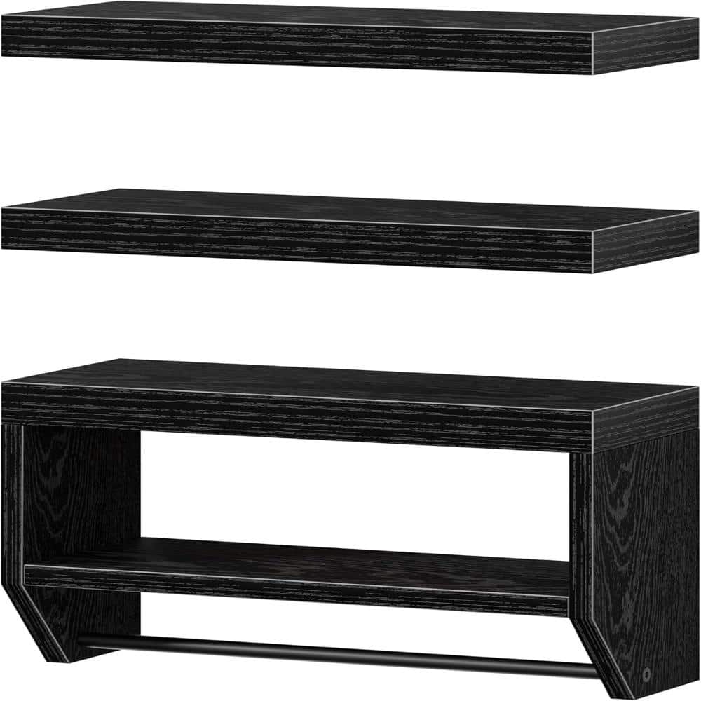 "3-Pack Floating Shelf with Towel Rack & Open Storage Compartment, Bathroom Wall Organizer, 16""W x 6""D, Heavy-Duty" price history on PriceWatchPro