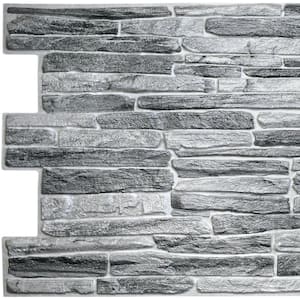 3D Falkirk Retro 1/100 in. x 39 in. x 20 in. Dark Grey Faux Slate PVC Decorative Wall Paneling (10-Pack)
