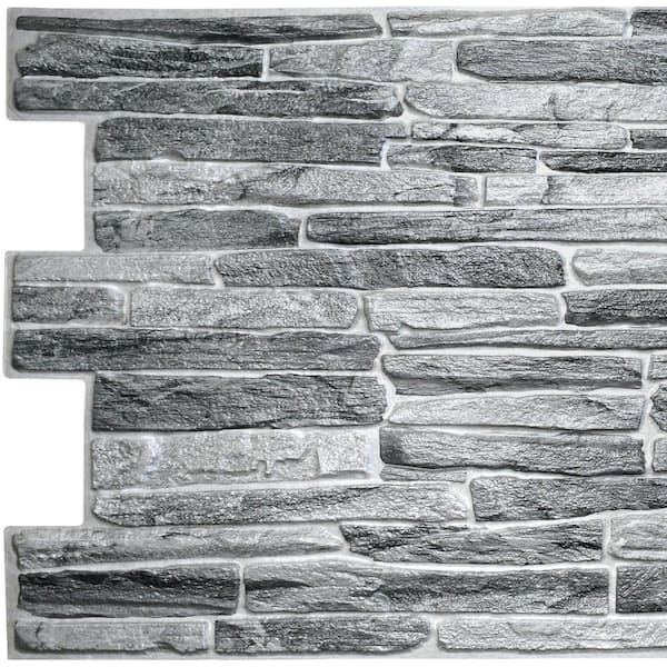 Dundee Deco 3D Falkirk Retro 10/1000 in. x 39 in. x 20 in. Dark Grey Faux Slate PVC Wall Panel