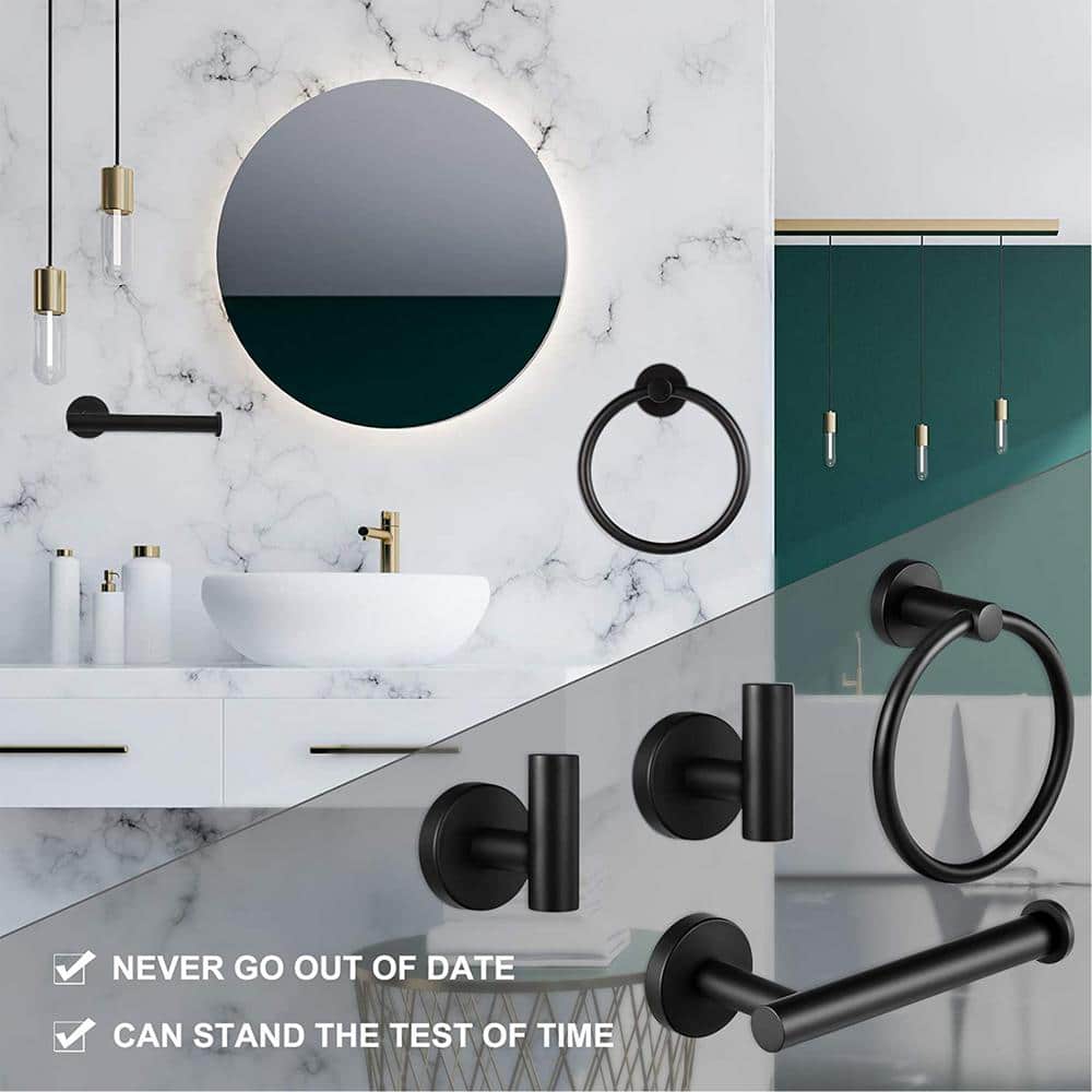Stainless Steel Black 5-Piece Modern Bathroom Hardware Set