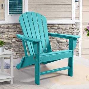 Blue Folding Plastic Outdoor Patio Adirondack Chair