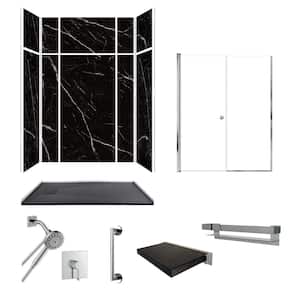 Titan Walk-in 60 in. L x 32 in. W x 96 in. H Alcove Shower Stall/Kit in Black Caruso/Chrome with Faucet and Accessories