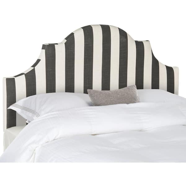 SAFAVIEH Hallmar Black/White Stripe King Upholstered Headboard