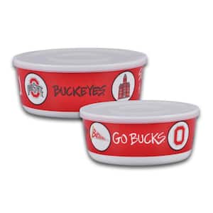 Ohio State 7.5 in. 16 fl.oz Assorted Colors Melamine Serving Bowls Set of 2 with Lids