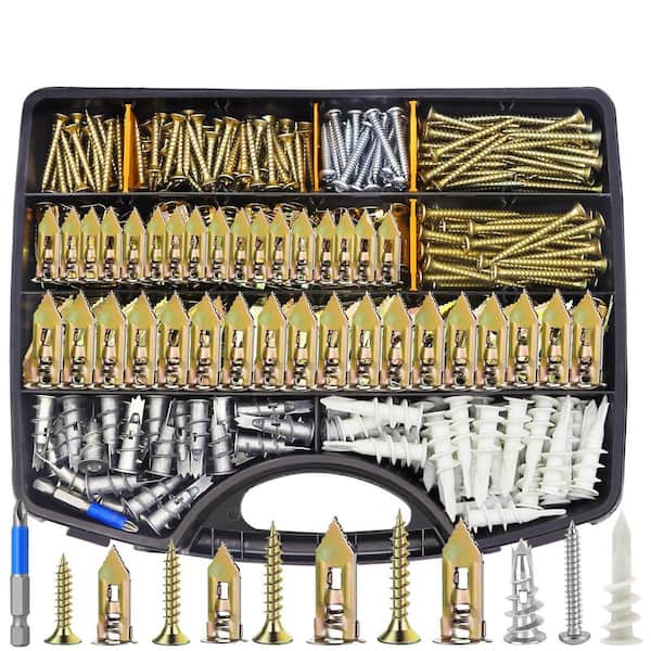 Self Drilling Drywall Anchors with Screws Kit, Made of Upgraded Zinc-Plated Steel with A Yellow Zinc Coating (480-Pack)