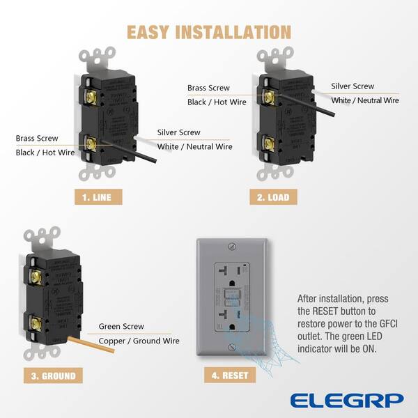 thumbnail image 2 of ELEGRP GFCI Outlet 20 Amp, Self-Test GFI Electrical Bhutan 2 of 13