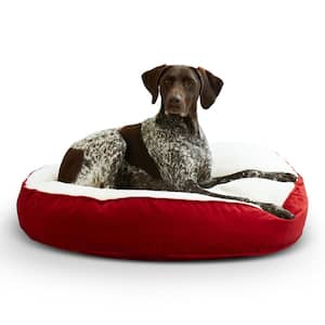Scout Deluxe Round Medium Crimson Sherpa Dog Bed