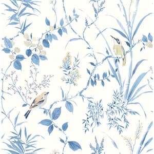 Imperial Garden Blue Botanical Paper Strippable Roll (Covers 56.4 sq. ft.)