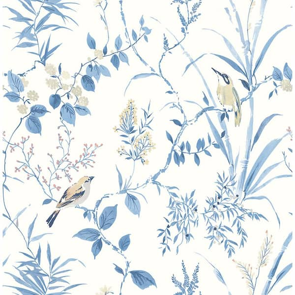 Chesapeake Imperial Garden Blue Botanical Paper Strippable Roll (Covers 56.4 sq. ft.)