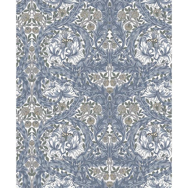 A-Street Prints Blue African Marigold Floral Non-Pasted Non Woven Wallpaper Sample
