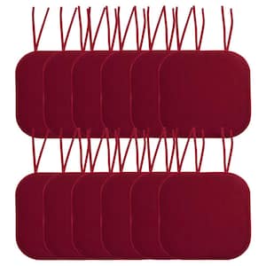 Honeycomb Memory Foam Square 16 in. x 16 in. Non-Slip Indoor/Outdoor Back Chair Cushion with Ties (12-Pack), Wine