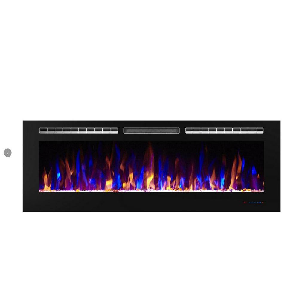 Boyel Living 60 in. Electric Wall Mounted Recessed Fireplace with Remote  1500/750 Watt in Black VL-EF60 - The Home Depot