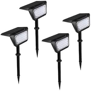 Black Integrated LED Weather Resistant Outdoor Landscape Path Light, 400 Lumens Solar Outdoor Ground Lights 3000K 4-Pack