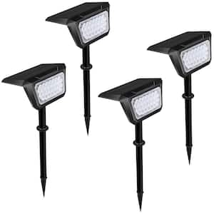 4-Pack Black Integrated LED Weather Resistant Outdoor Landscape Path Light, 400 Lumens Solar Outdoor Ground Lights 3000K