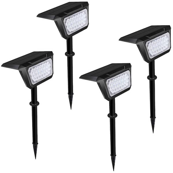 Honbei 4-Pack Black Integrated LED Weather Resistant Outdoor Landscape Path Light, Dusk to Dawn Solar Outdoor Ground Lights