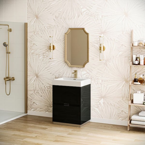 Valencia 24 in. W Bathroom Vanity in Dark Slate Gray with Acrylic Vanity Top in White