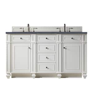 Bristol 60 in. W  23.5 in.D x 34 in. H Double Vanity in Bright White with Quartz Top in Charcoal Soapstone