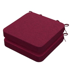 16 in. x 16 in. Indoor Round Square Corner Removable Non-slip Chair Cushion in Wine Red (2-Pack)