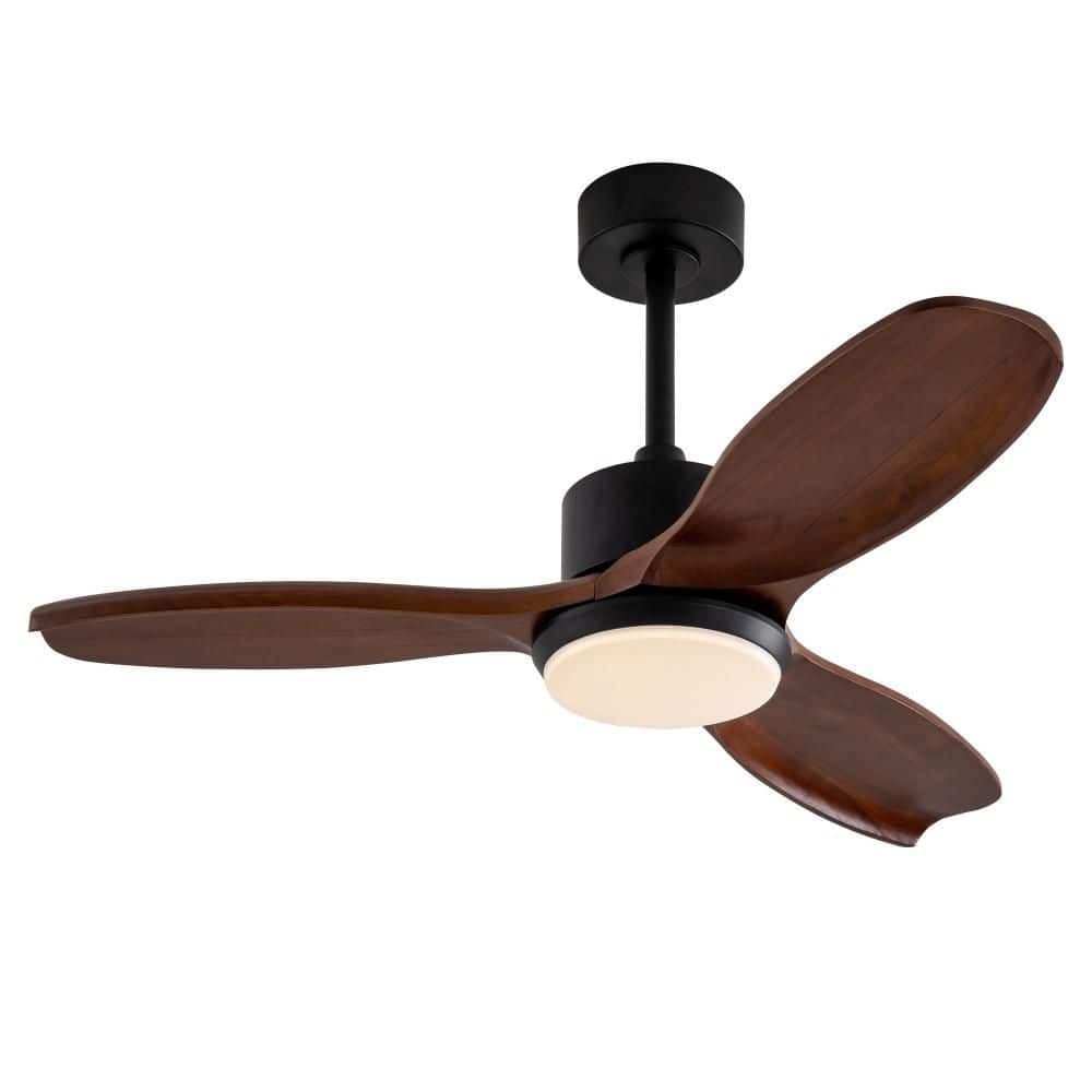 42 in. Brown Downrod Mount Ceiling Fan with 3 Solid Wood Blades, 20W Dimmable LED Light and Remote for Patio, Office price history on PriceWatchPro
