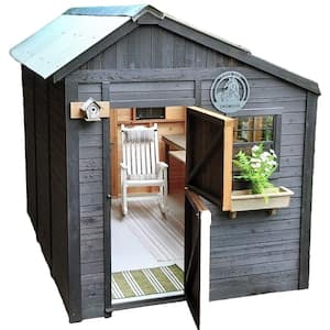 Sunshed 8 ft. W x 8 ft. D Cedar Wood Garden Shed with Metal Roof (64 sq. ft.)