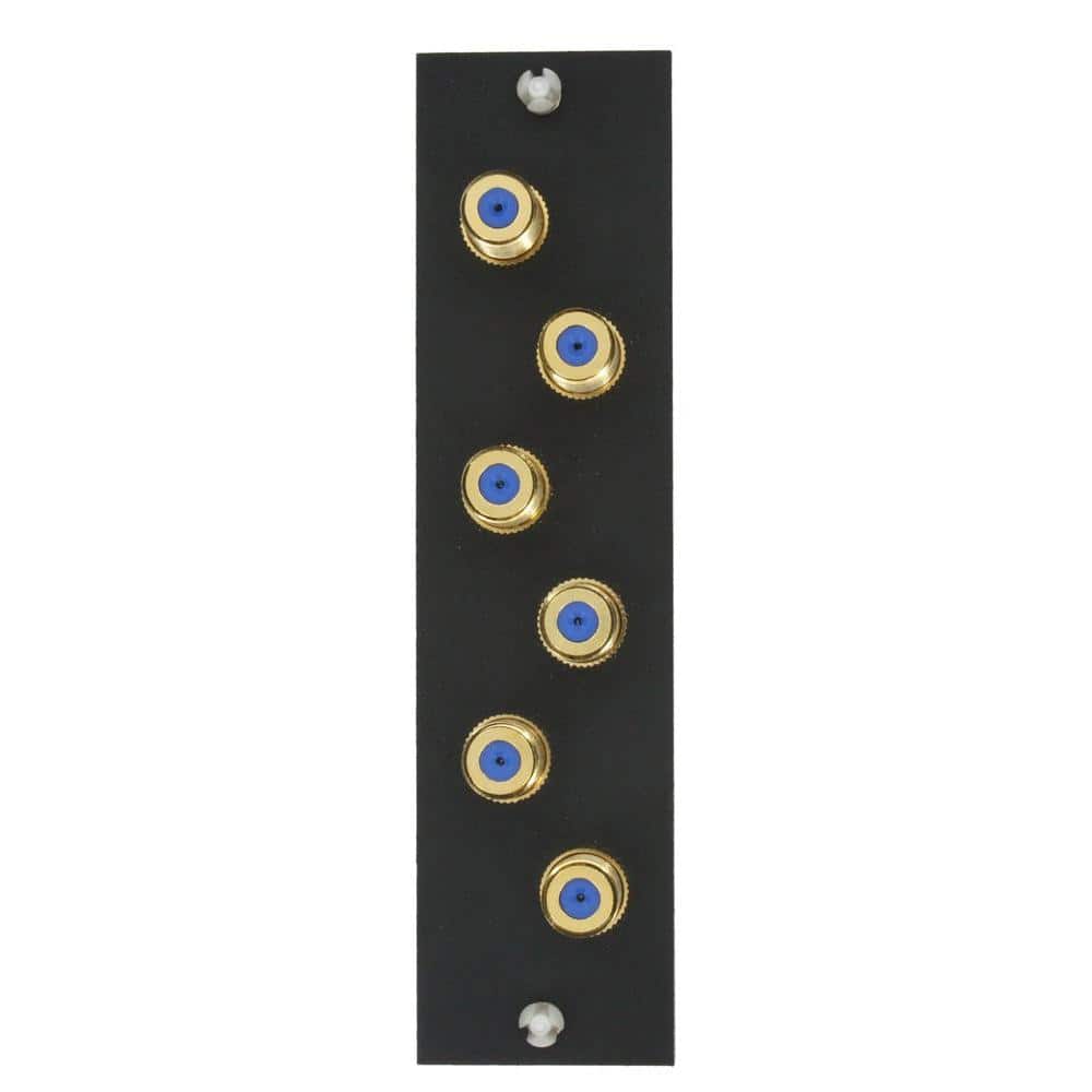 Black Steel 6-Port Coaxial Faceplate with F Connectors