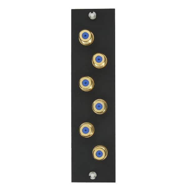 Leviton F-Connector Mounting Plate 6 F-Connectors Included, Black