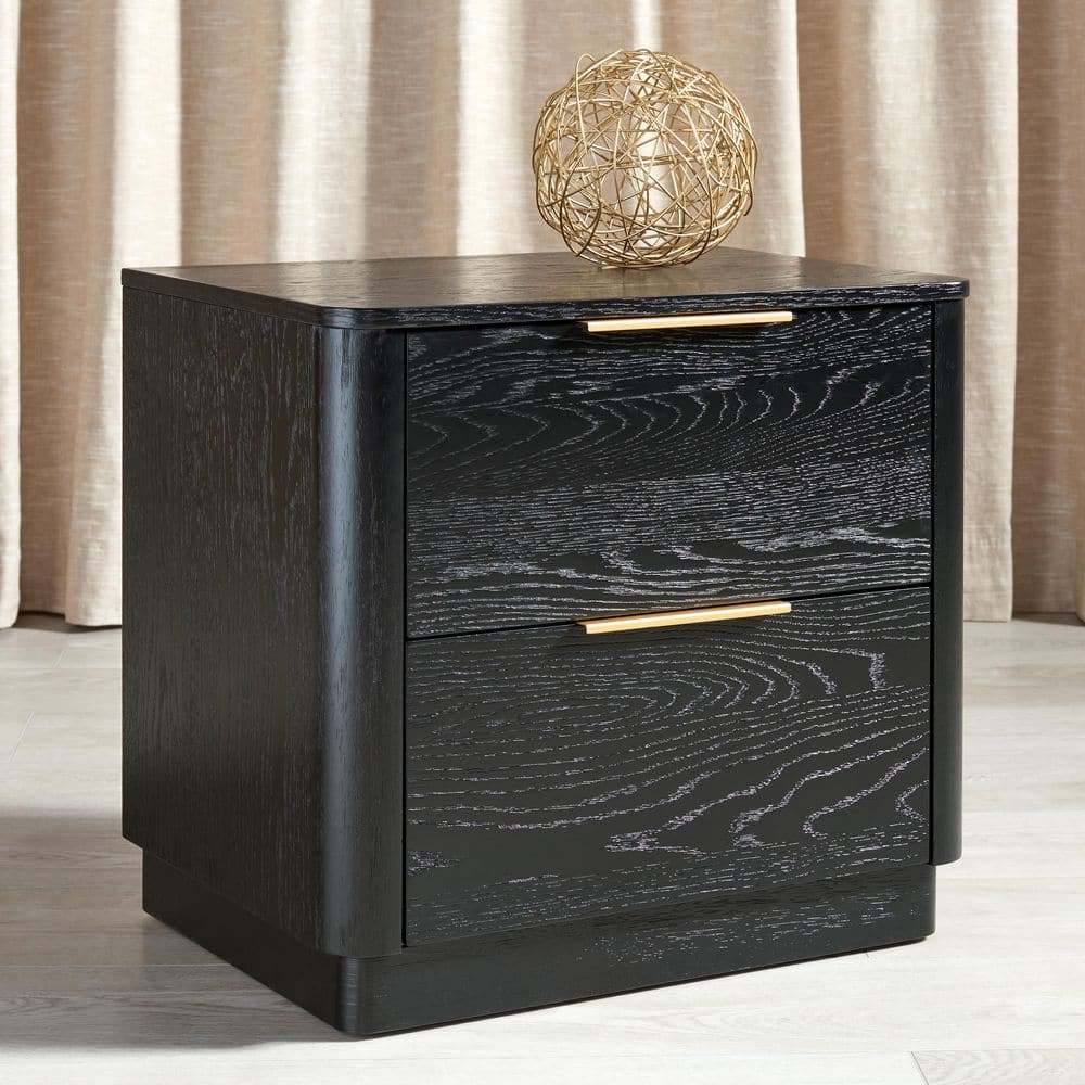 Gabrietta Black/Gold 2 Drawer Nightstand price history on PriceWatchPro