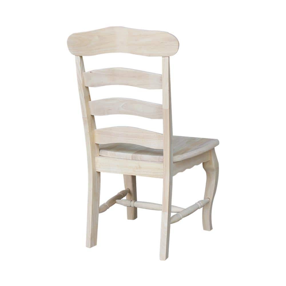 White Wood Ladderback Slat Side Chair Set