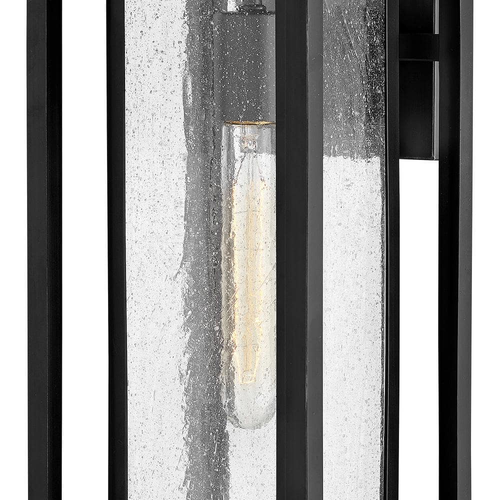 Seaside Lodge Black Outdoor Wall Lantern with Clear Seedy Glass